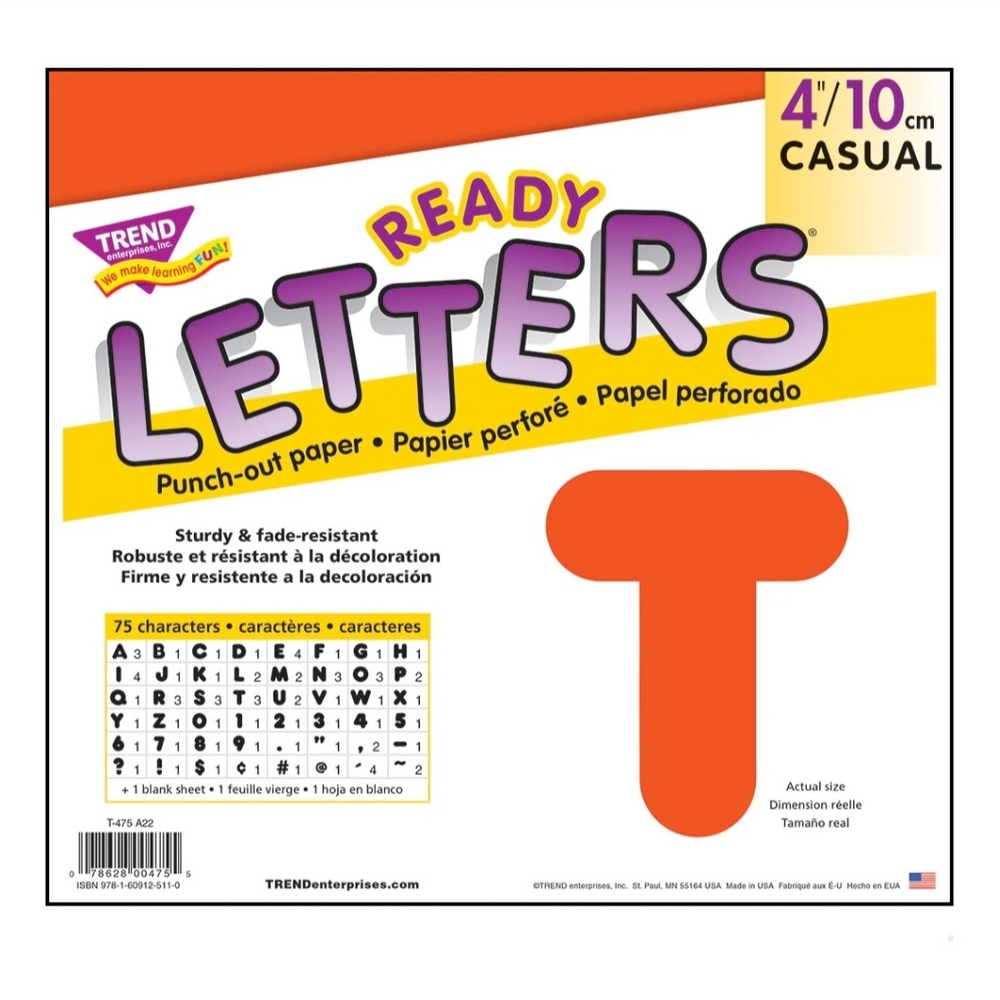 Orange 4" Casual Uppercase Ready Letters Trend Enterprise